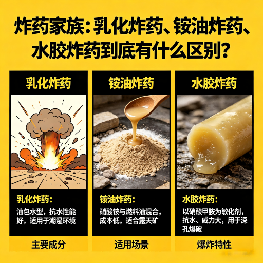 德令哈炸药家族：乳化炸药、铵油炸药、水胶炸药到底有什么区别？